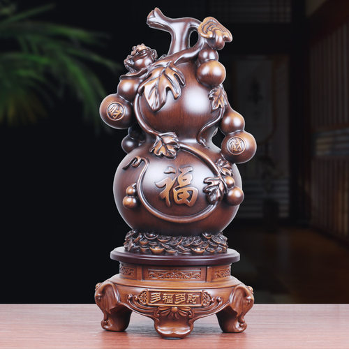 可旋转多福多财葫芦摆件招财五福临门客厅玄关酒柜装饰品乔迁礼物