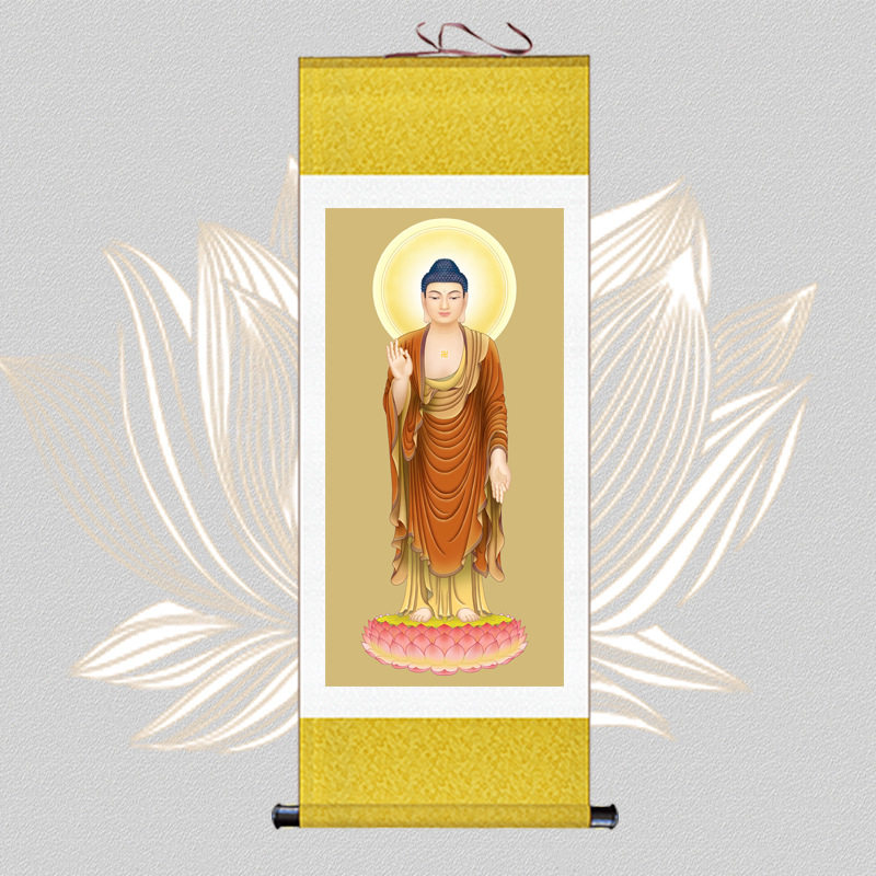 大日如来释迦牟尼佛祖挂画天坛佛家用供养释迦摩尼佛像绢布卷轴画