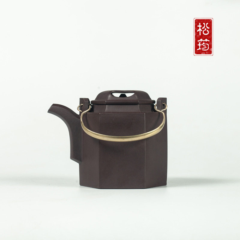 原矿紫泥纯手工洋桶提梁300ML宜兴紫砂壶中式功夫泡茶壶茶具礼品