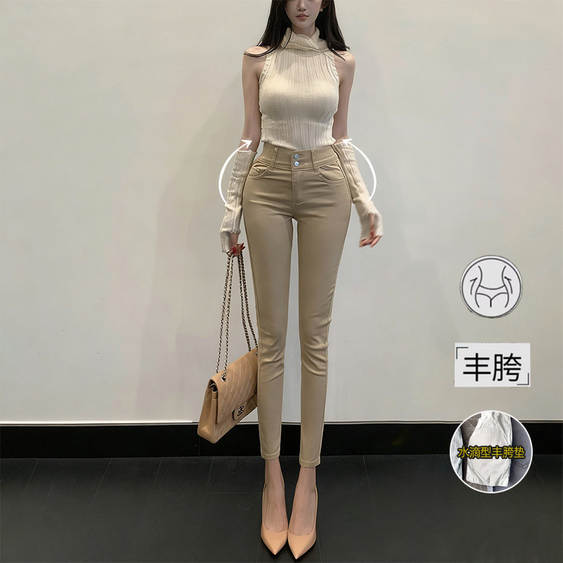 李李家经典老钱丰胯小脚牛仔裤女2026秋款高腰紧身长裤