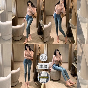 裤 李李服饰加厚丰胯小脚牛仔裤 性感高腰修身 新款 子 女2026夏季