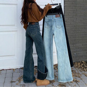 高腰显瘦长裤 新款 女2026年夏季 李李服饰不贴腿刺绣微喇牛仔裤