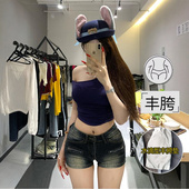 紧身显瘦热裤 新款 女2026春季 李李服饰低腰水洗磨白丰胯牛仔短裤