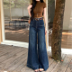 饰高腰拖地裤 口袋装 女2026夏季 李李服饰复古宽边大阔腿牛仔裤