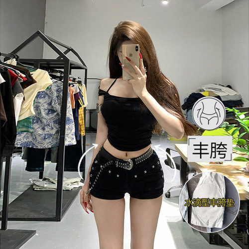 李李服饰低腰铆钉丰胯牛仔超短裤女2026夏季新款紧身显瘦热裤