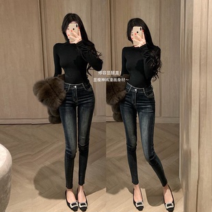 紧身显瘦长腿靴裤 女2026夏季 李李服饰韩漫时髦高腰小脚牛仔裤