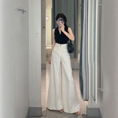 显瘦休闲拖地裤 李李服饰气质白色高腰阔腿牛仔裤 女2026年春季