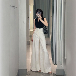 显瘦休闲拖地裤 李李服饰气质白色高腰阔腿牛仔裤 女2026年夏季