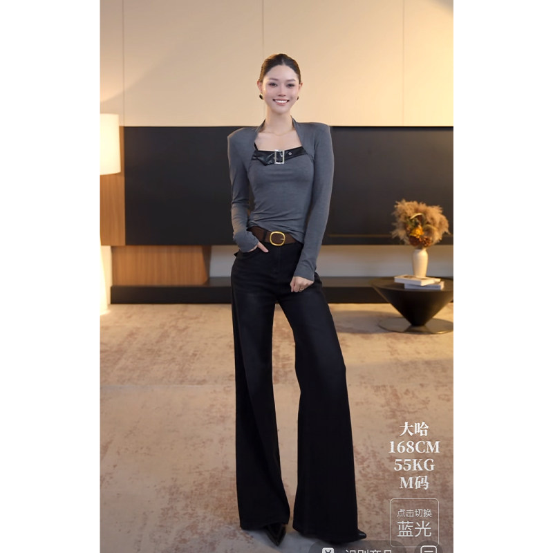 李李服饰复古口袋刺绣不贴腿牛仔裤女2026冬季加绒高腰显瘦微喇裤,女装/女士精品,牛仔裤,淘宝优惠券,粉丝福利购,淘宝优惠卷