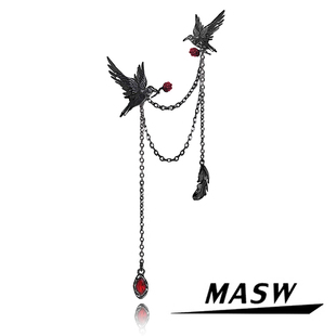 MASW麻秀原创设计荆棘系列甜酷暗黑玫瑰花乌鸦胸针小众高级感配饰