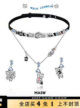 MASW麻秀搞怪涂鸦可爱猫猫项链