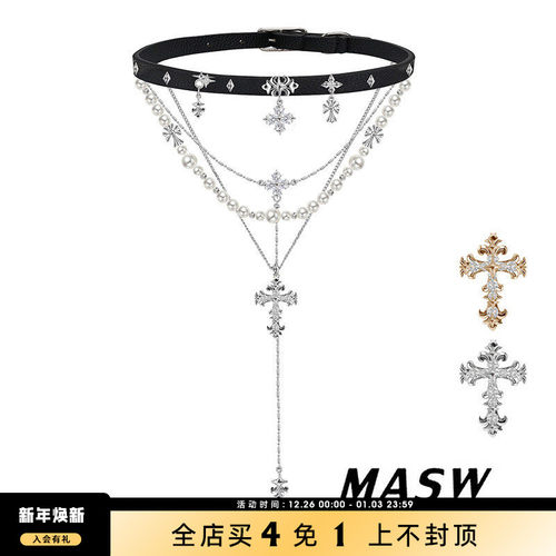 MASW麻秀原创十字架choker项链