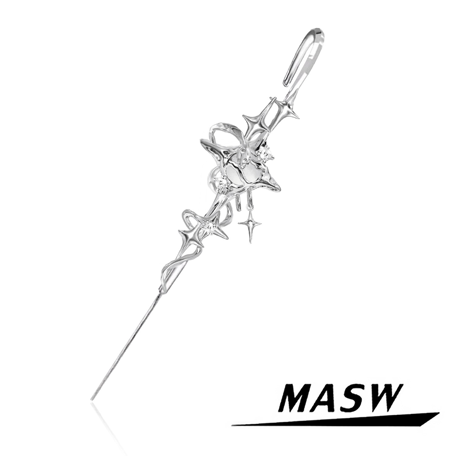 MASW麻秀原创设计星星相吸系列星芒穿刺耳针耳饰冷淡风高级感耳钉