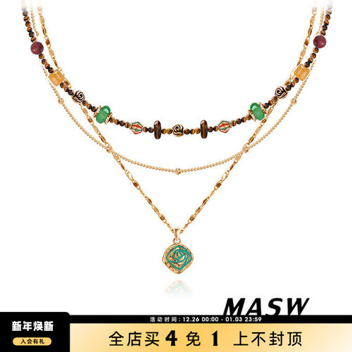 MASW麻秀多层叠戴女原创设计项链