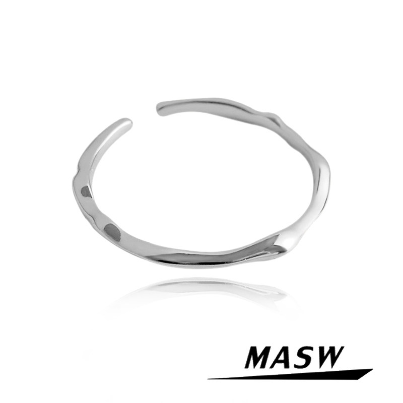 MASW麻秀S925银戒指冷淡风极简不规则细戒指开口女指环尾戒M1216