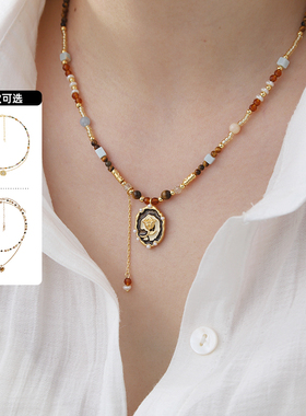 MASW麻秀秘密花园系列串珠玫瑰花项链