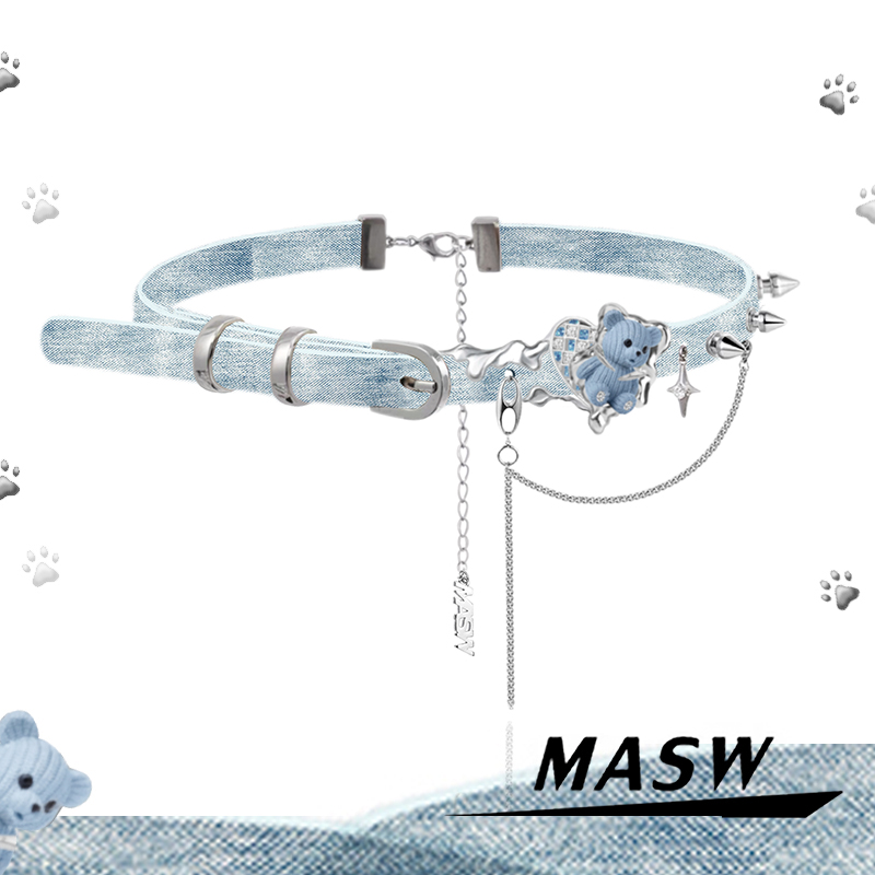 MASW麻秀设计甜酷软皮项链choker