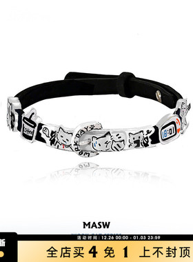 MASW麻秀卡通涂鸦可爱猫猫手镯