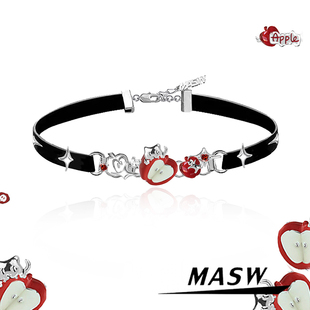 MASW麻秀原创设计童话启示录甜美苹果choker颈链小众甜酷猫猫项链