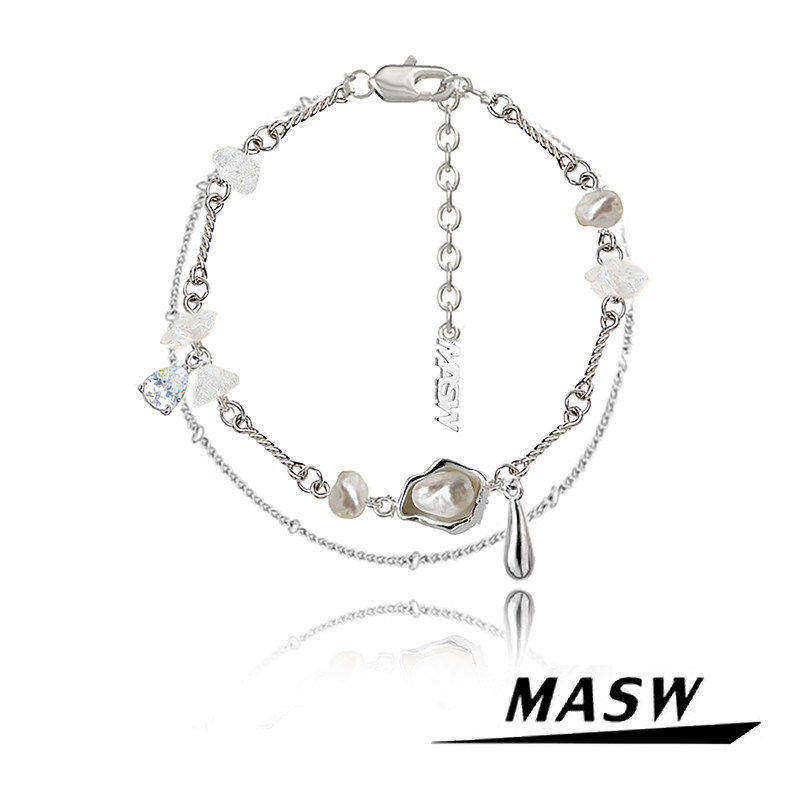 MASW麻秀原创设计天然巴洛克不规则珍珠手链简约清冷高级感手饰品