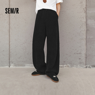 抽绳宽松直筒裤 森马休闲裤 新款 2026春季 子百搭 男肌理感灯芯绒长裤