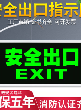安全出口指示牌插电带蓄电池疏散标志楼梯通道3led消防应急指示灯