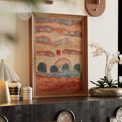 中古风客厅装饰画复古玄关柜挂画