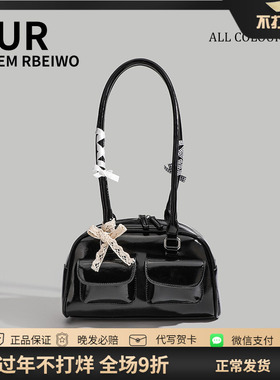 UR包包女芭蕾风蝴蝶结枕头包韩国许允真晕针姐同款保龄球包腋下包