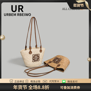 UR包包女夏季海边度假沙滩包手工编织托特包单肩手提大容量草编包