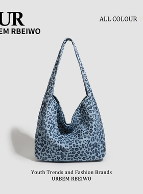 UR包包女韩国东大门小众帆布水桶包洋气百搭豹纹托特包单肩腋下包