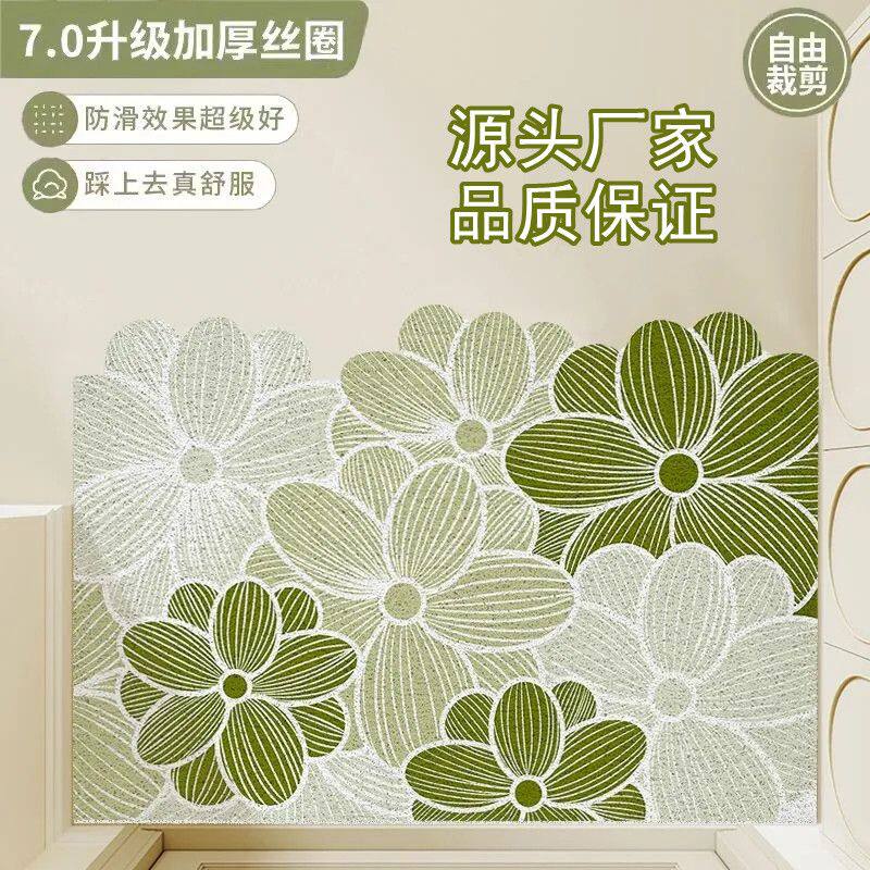 丝圈地垫花朵入户加厚免