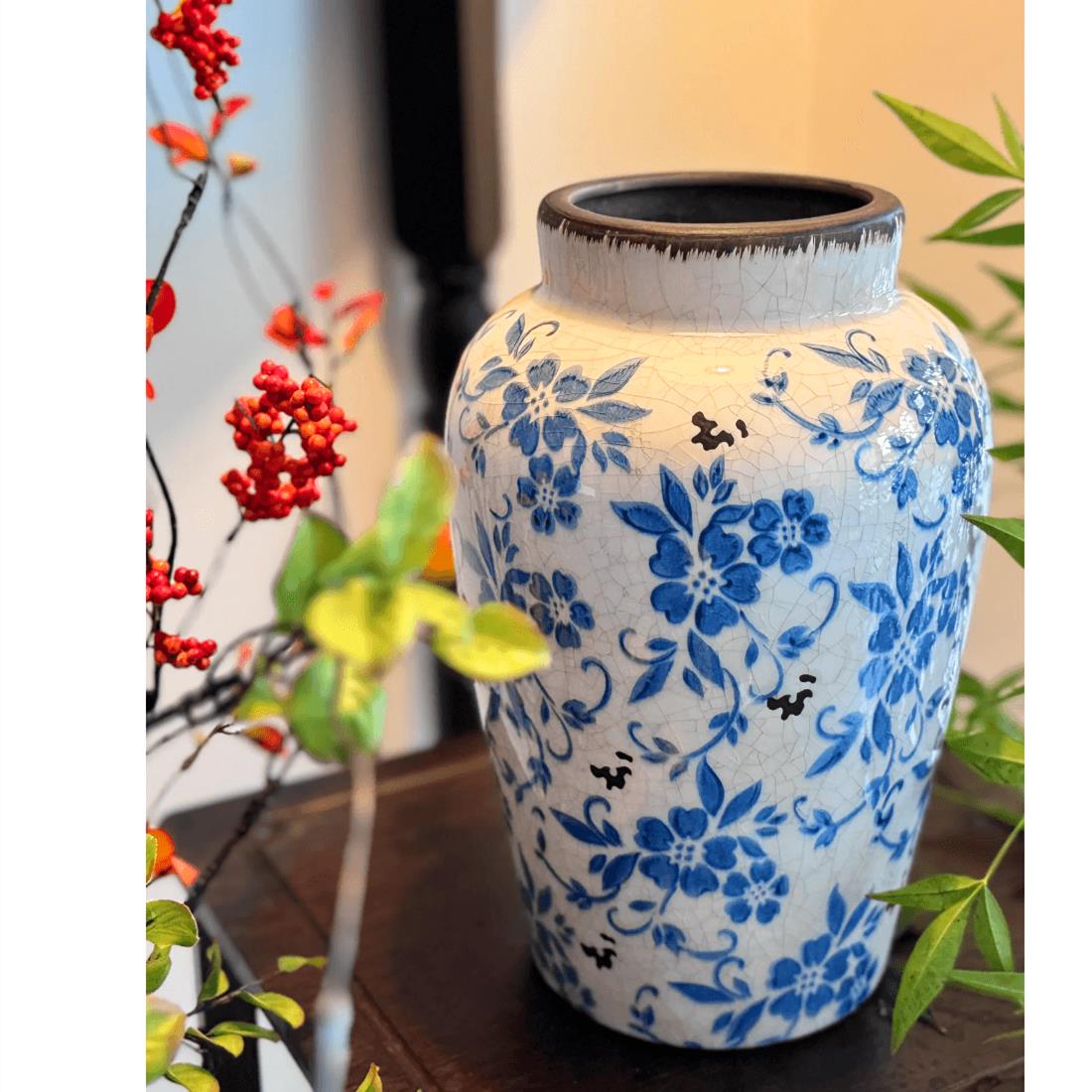 青花瓷冰裂纹可水培花瓶