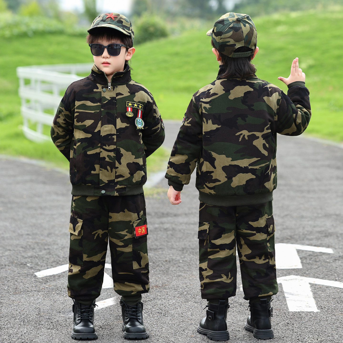 男童秋冬装迷彩夹棉套装儿童特种兵两件套迷彩服军训服童装保暖潮