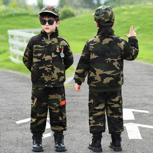 男童秋冬装迷彩夹棉套装儿童特种兵两件套迷彩服军训服童装保暖潮