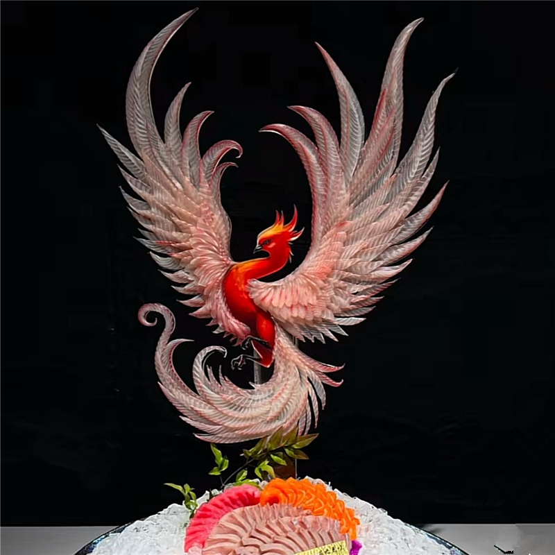 海鲜姿造3D鱼雕板透明板亚克力形状板线条鱼板刺身鱼雕装饰品背景