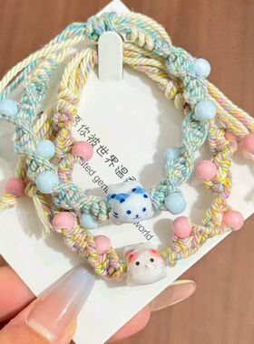 手工编制趴趴猫可调手链