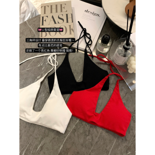 NAYA CHAN 叠穿挂脖工字背心红白色挂脖吊带上衣女内衣