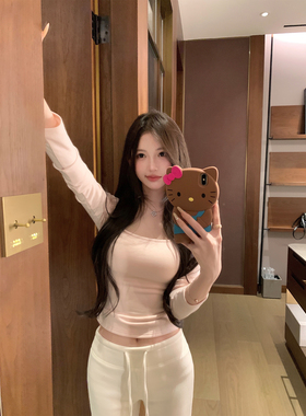 NAYA CHAN U领紧身自带可拆卸胸垫百搭打底衫软糯修身显瘦内搭T恤