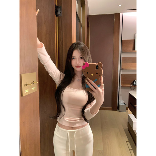 NAYA CHAN U领紧身自带可拆卸胸垫百搭打底衫软糯修身显瘦内搭T恤