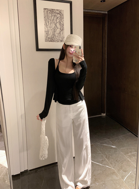 NAYA CHAN 天丝莱赛尔薄款2025夏季新款好看白色阔腿宽松牛仔裤女