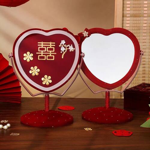 Chinese Style High-end Red Dowry Embroidered Wedding Mirror