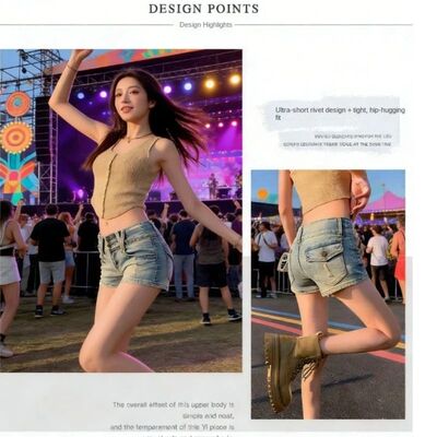 American Vintage Y2K Women's Low Rise Stretch Denim Shorts D