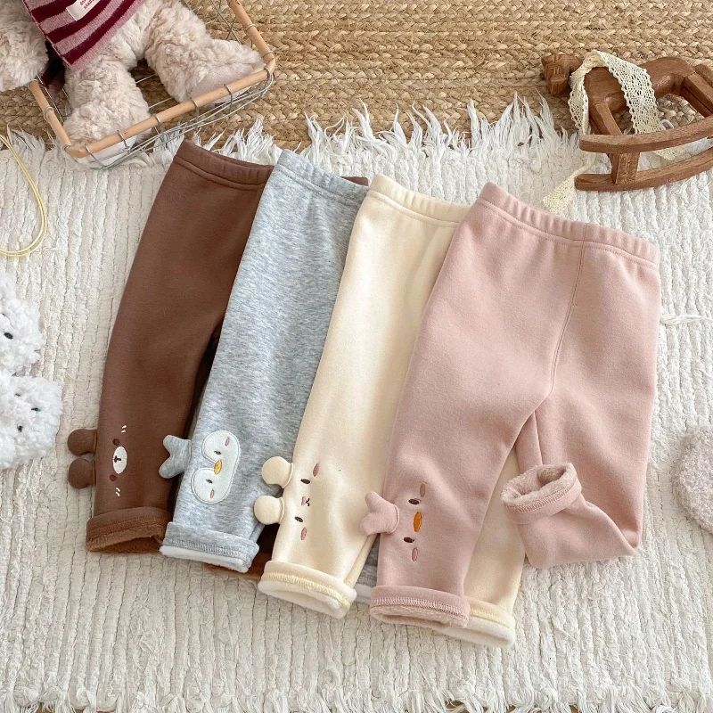 Cute girl's 3D Animal Ears Leggings Thickened Fleece Lined C