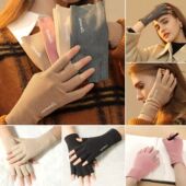 Color Winter Autumn Short Solid Finger German Semi Mittens