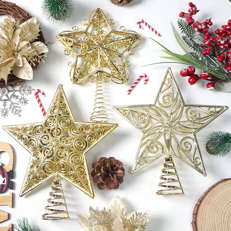 1Pcs Christmas Decoration Xmas Tree Topper Glitter Gold Star