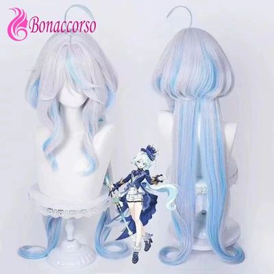 Furina Cosplay Wig Synthetic Long Curly Wig Anime Coser Cute