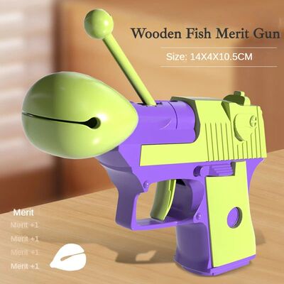3D Creative Decompression Toy Gun Unique Wooden Fish Praise