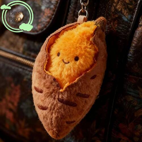 (BBQ4)Cute Roasted Sweet Potato Plush Doll Keychain Cartoon