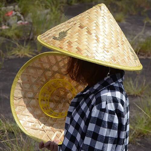 Chinese Retro Bamboo Rattan Fisherman Hat Handmade Weave Str