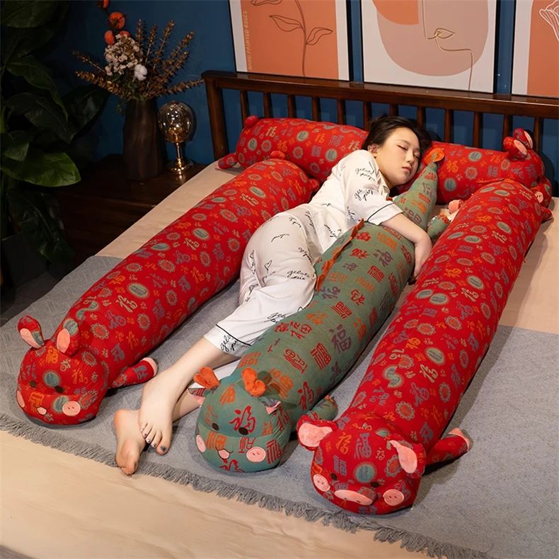 Chinese Three-layer Gauze Pig Pillow Long Pillow Girls To Sl